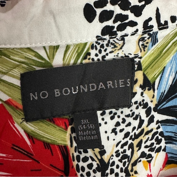 No Boundaries Vintage Leopard Leafs Shirt Button Up Size 3XL - Picture 3 of 6